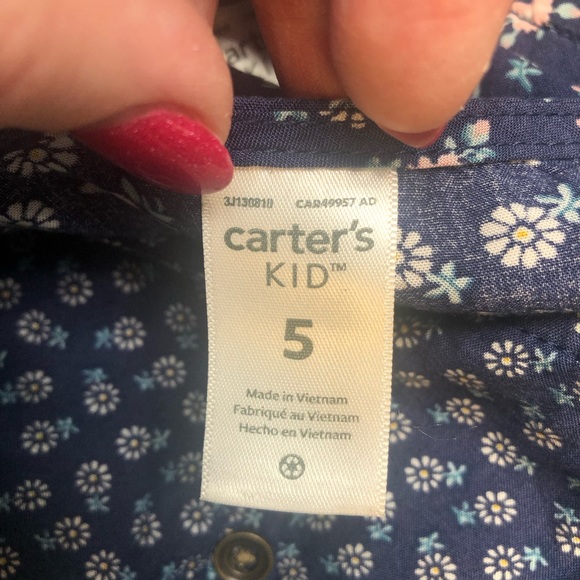 Carter’s Kid long sleeve floral ruffled hem poplin dress, size 5 and 6/6X - Picture 10 of 14